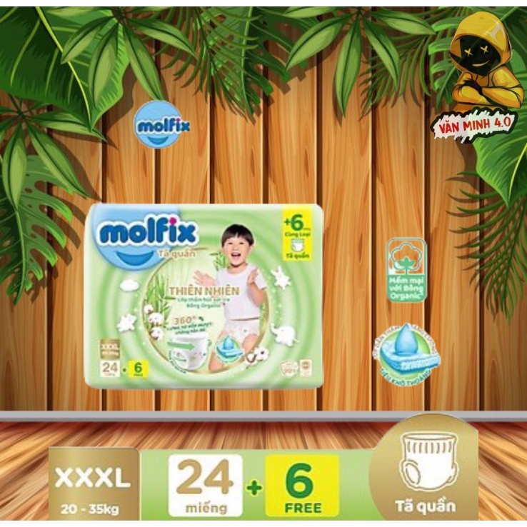 Tã/Bỉn quần Molfix thiên nhiên size XXXL 20-35kg 24 miếng
