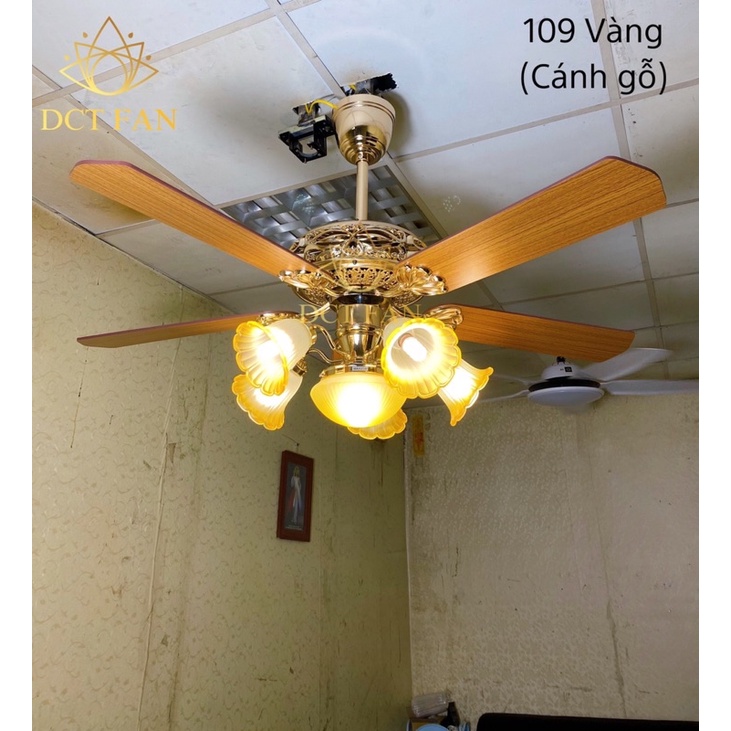Quạt trần đèn 5 cánh tân cổ điển trang trí nội thất có bảo hành