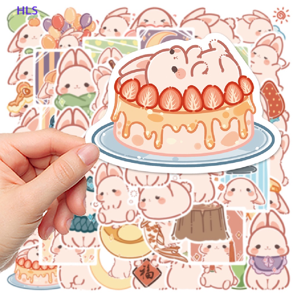 Set 50 Miếng Dán Trang Trí Hình Thỏ Hoạt Hình Nhật Bản Dễ Thương