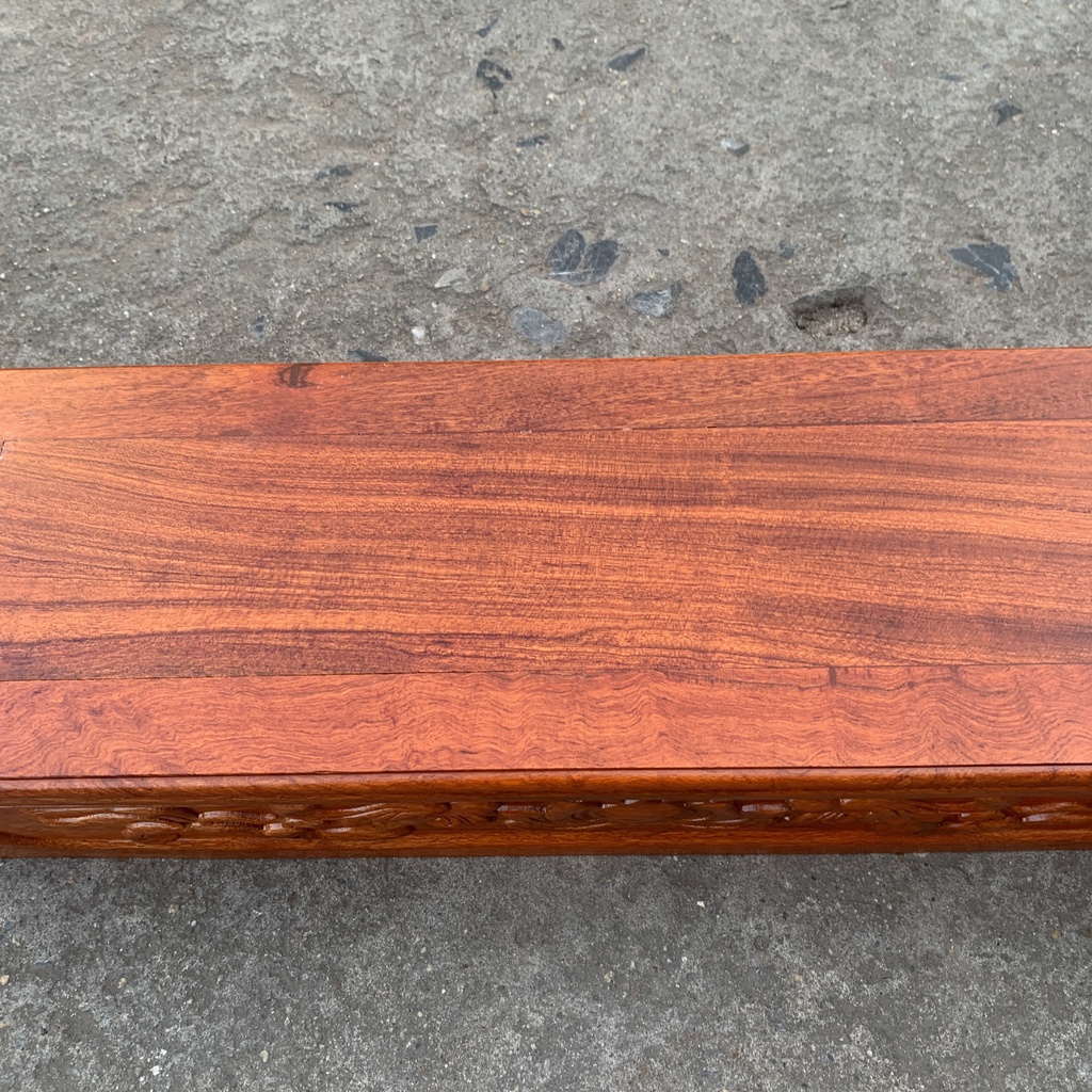 Đôn gỗ đế kê chữ nhật đục sen gỗ Hương sơn Pu dài 50 rộng 16 cao 9