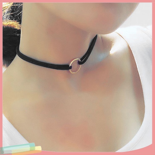 Vòng Cổ Choker Giả Da Lộn Trang Trí Vòng Khuyên Thời Trang Cho Nữ