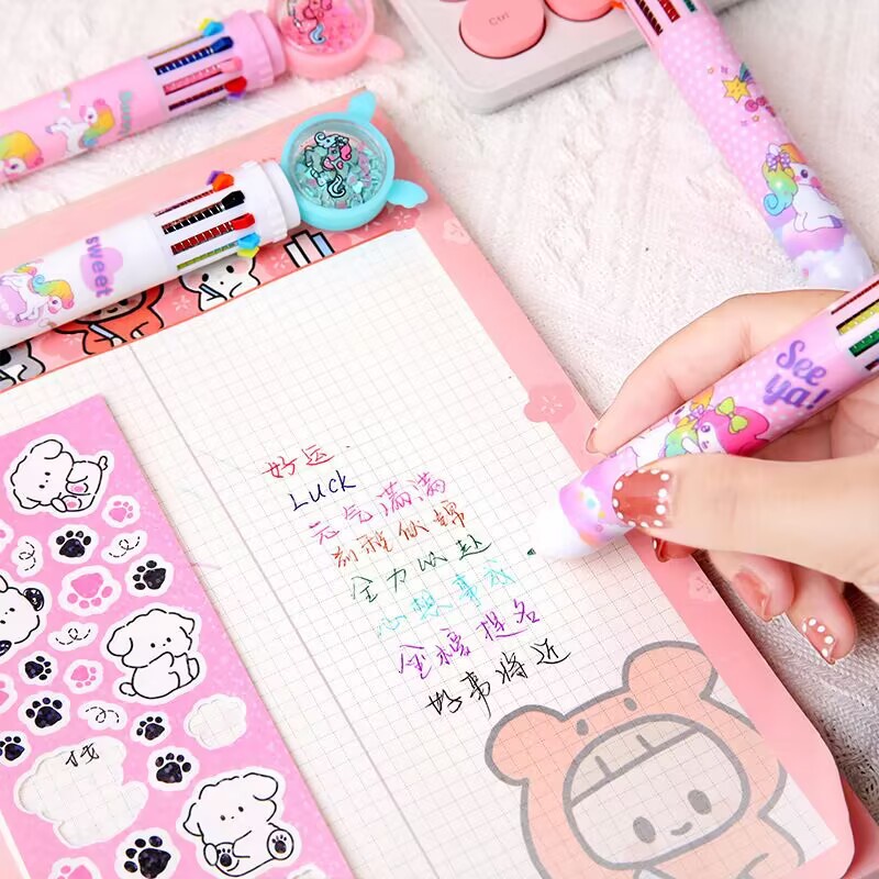 Bút Bi Ngòi 0.5MM 10 Màu Dễ Thương Cho Học Sinh