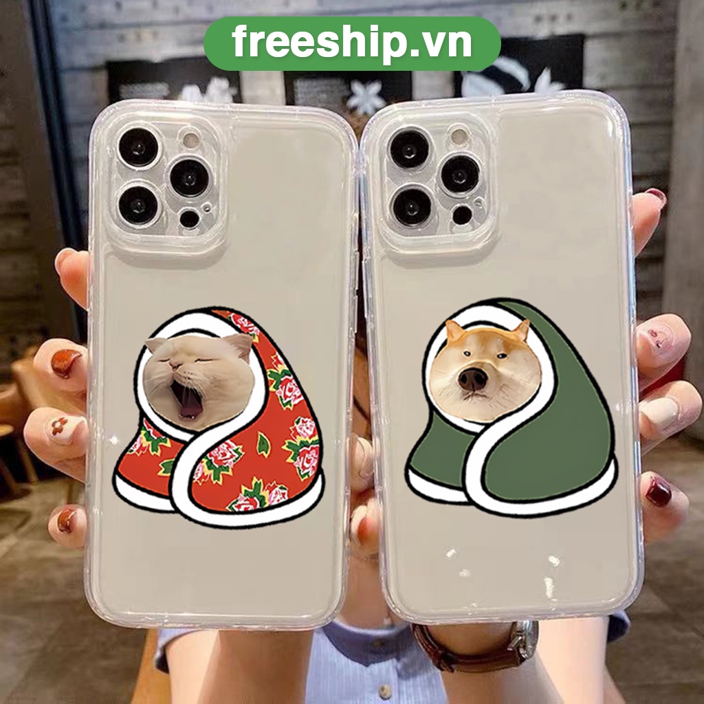 Ốp lưng iphone chó mèo lười biếng độc lạ cặp đôi hoạt hình siêu đẹp viền vuông silicon cho6s/7/8/X/XS/XR/11/12/13/14 Pro