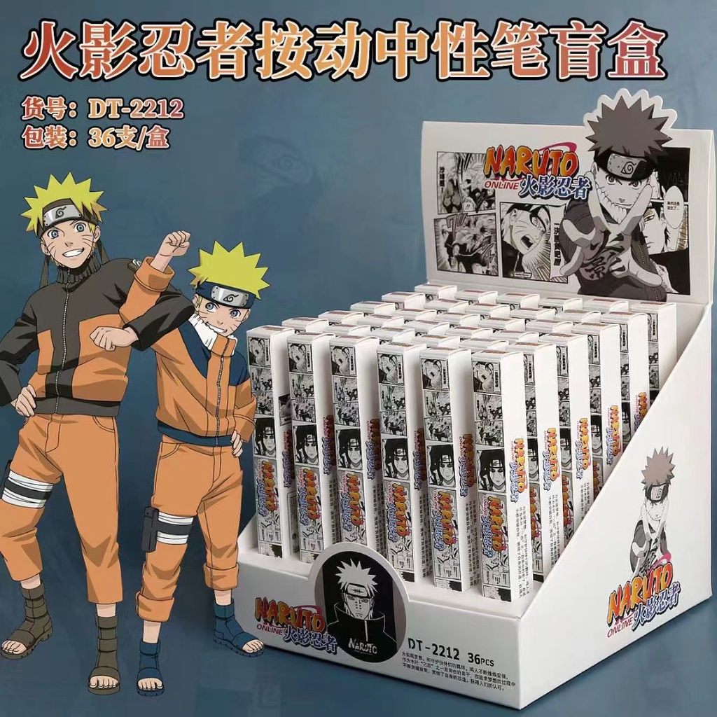 Bút Mực Gel 0.5m Vỏ In Hình Anime Naruto Màu Trắng Đen