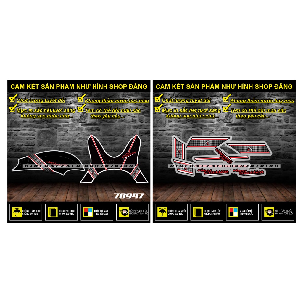 TEM RỜI MIO FINO CLASSICO MẪU DZIN DÁN XE ĐEN - BI DECAL