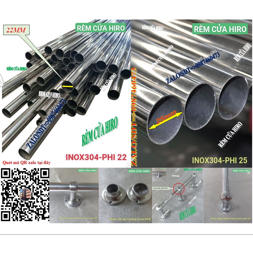Thanh treo rèm cửa bằng inox304 đã bao gồm phụ kiện