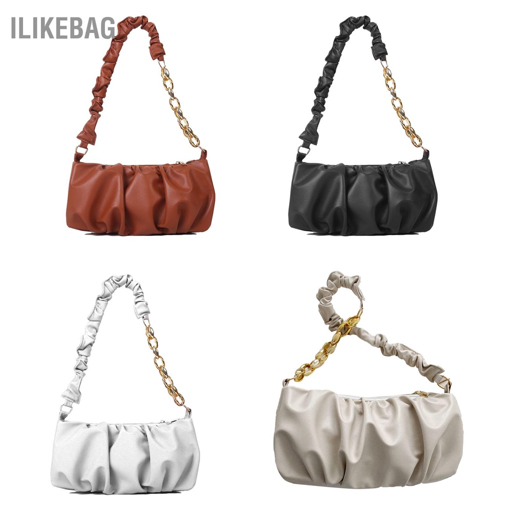 Có thể bán buôn Túi Đeo Vai Nữ Xếp Ly Độc Đáo Thiết Kế Dây Nửa Chuỗi Tinh Tế Cá Tính Cầm Tay Sát Nách Ilikebag Hàng giao ngay
