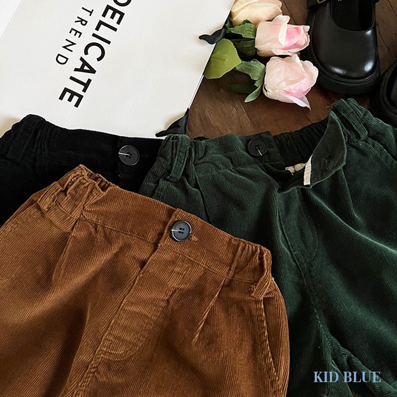 Quần Short Nhung Màu Sắc Đơn Giản Phong Cách Retro Cho Bé Gái