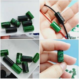 Lu thống camthach sơn thủy trơn màu xanh đen dùng xỏ vòng tay UPCARA không bao gồm dây xỏ