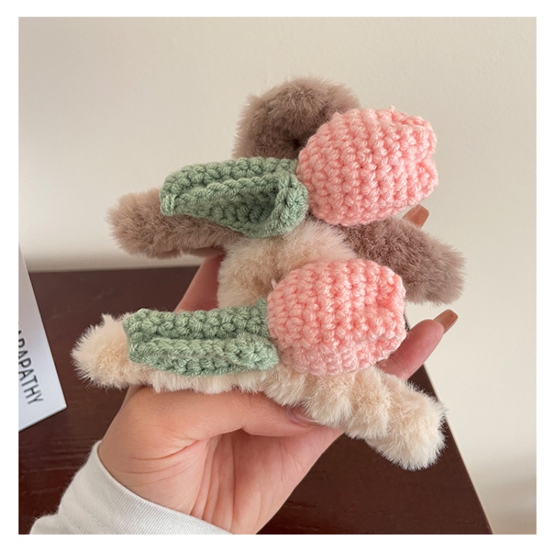 Kẹp TóC PhốI Lông HìNh Hoa Tulip Dễ Thương Cho Nữ