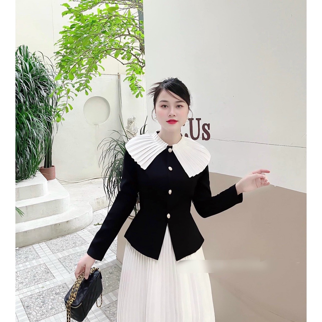 Áo rời cổ trắng dập ly vạt V sang trọng Bigsize 55-95kg