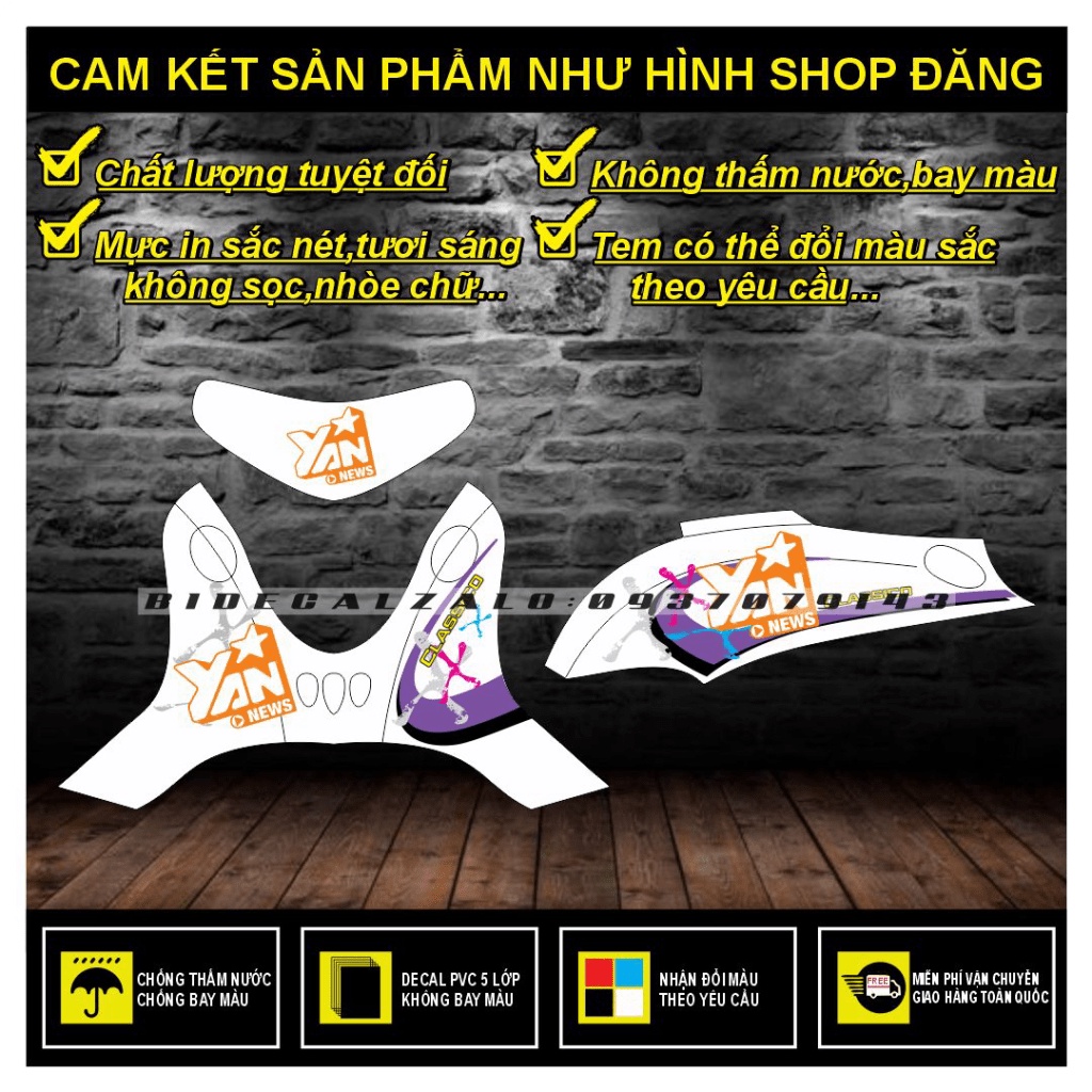 TEM RỜI MIO FINO CLASSICO MẪU YAN DÁN XE TRẮNG - BI DECAL