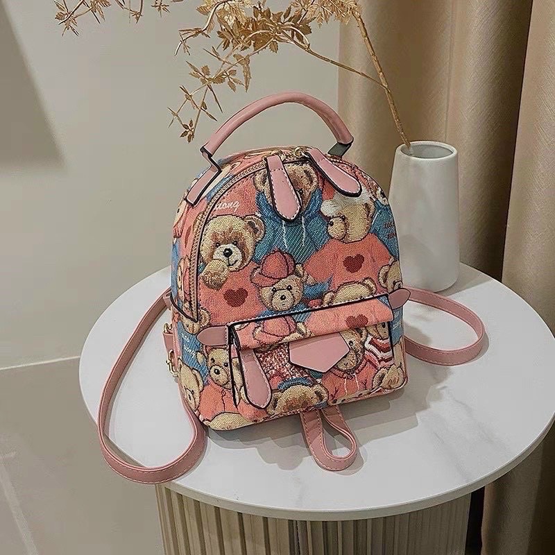 Balo Gấu Màu Hồng size to 40cm Để Vừa Sách Vở Hình Ngộ Nghĩnh Dễ Thương
