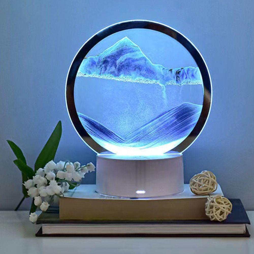 YIYU Đèn Để Bàn Họa Tiết Tranh Cát Chảy 3D Sáng Tạo Trang Trí Nội Thất