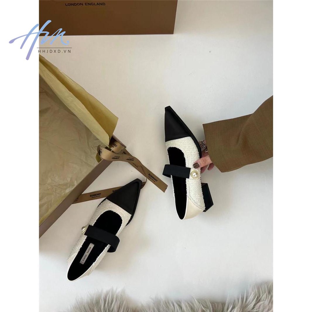 Giày Cao Gót Mũi Nhọn Phối Lông Thời Trang Thanh Lịch Dành Cho Nữ
