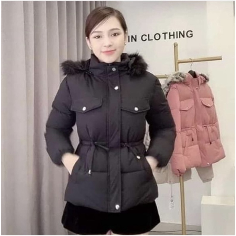Áo khoác phao nữ rút dây eo áo phao dáng ngắn uzzlang phong cách Hàn Quốc Shop Gió AP03