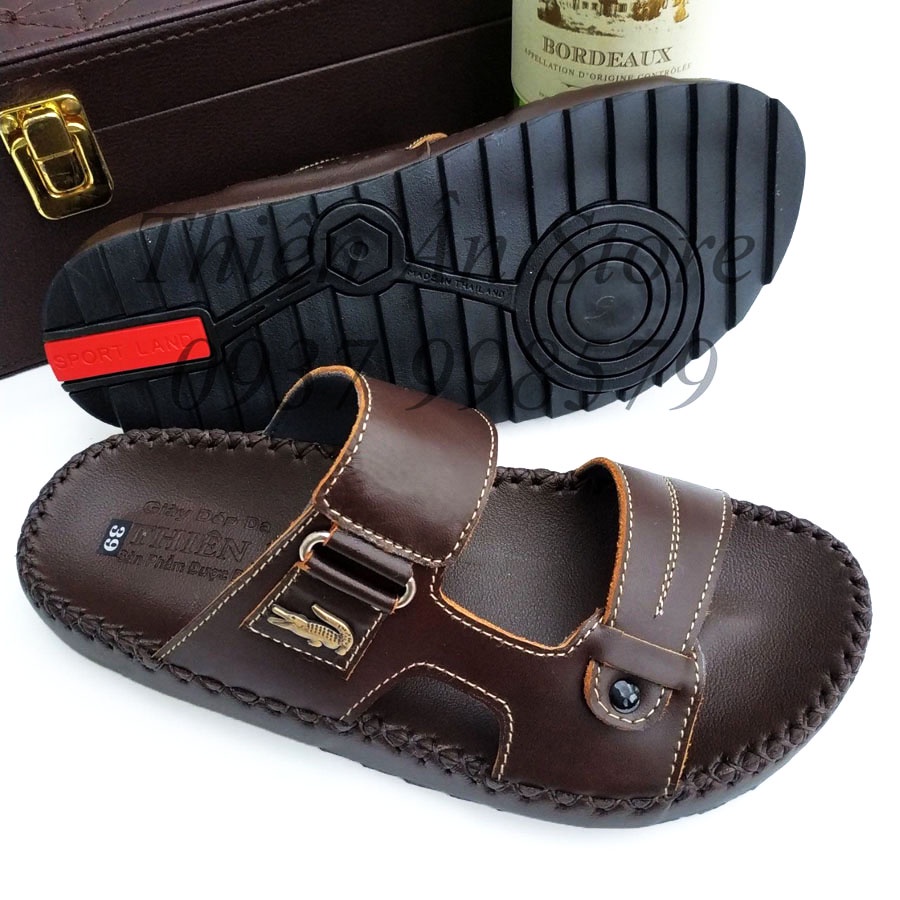 Dép da nam quai chéo đẹp cao cấp thời trang MBK AT71