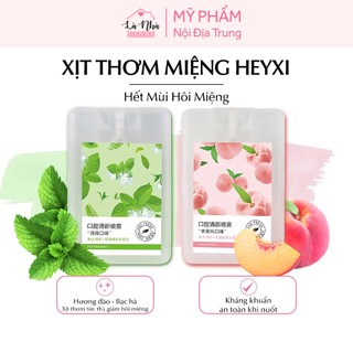 Xịt thơm miệng Heyxi hương đào, bạc hà, chai khử mùi hết hôi miệng chiết xuất từ thảo dược, không cồn, không có đường.