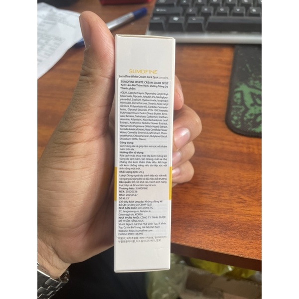 Kem mờ nám trắng da sumdfine white cream