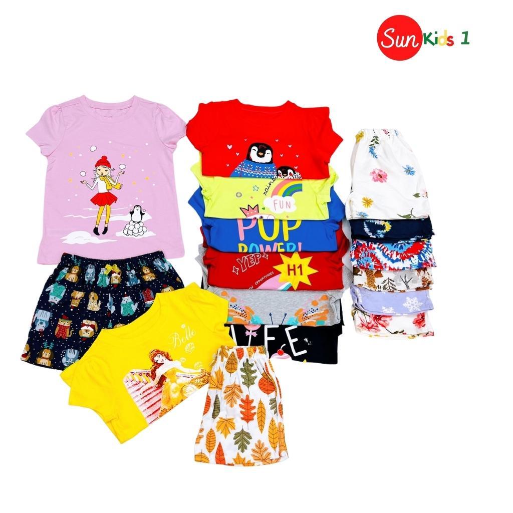 Đồ bộ thun bé gái, đồ bộ trẻ em chất cotton, có nhiều màu, size 4-14 tuổi - SUNKIDS1