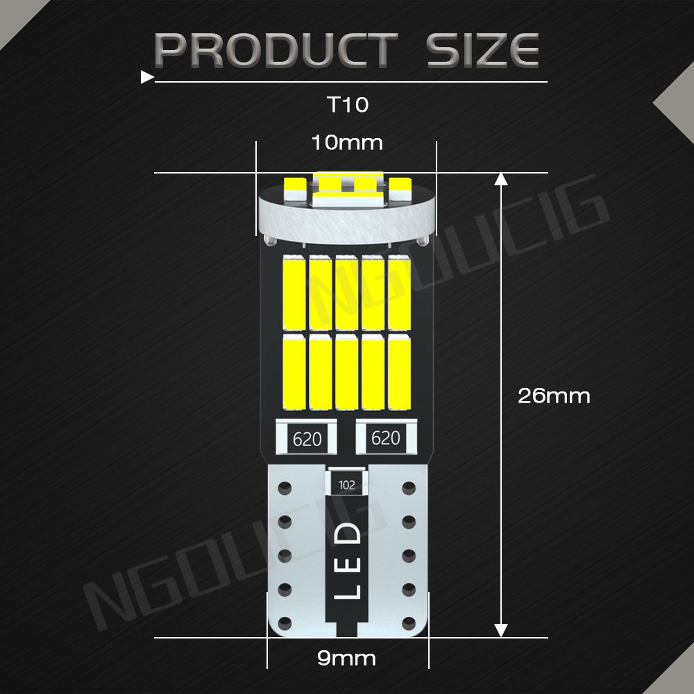 Bóng Đèn LED T10 W5W WY5W 194 168 501 Ánh Sáng Trắng Chất Lượng Cao Cho Xe Mô Tô
