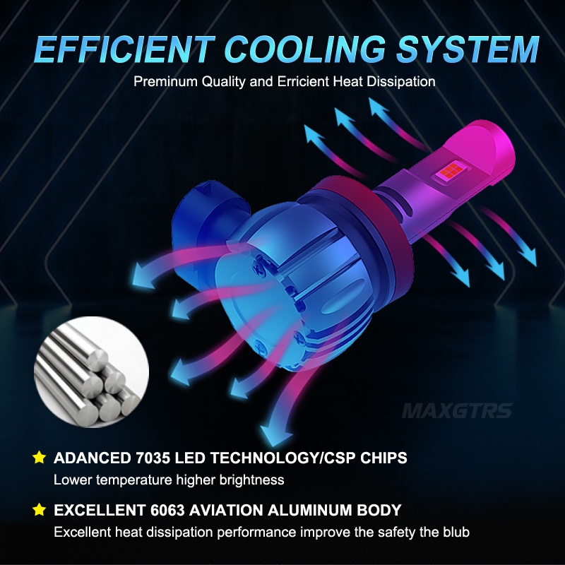 Set 2 đèn LED sương mù MAXGTRS H11 H3 H8 H9 H16 JP 9005 9006 HB3 HB4 3000k ánh sáng trắng/ vàng dành cho xe hơi