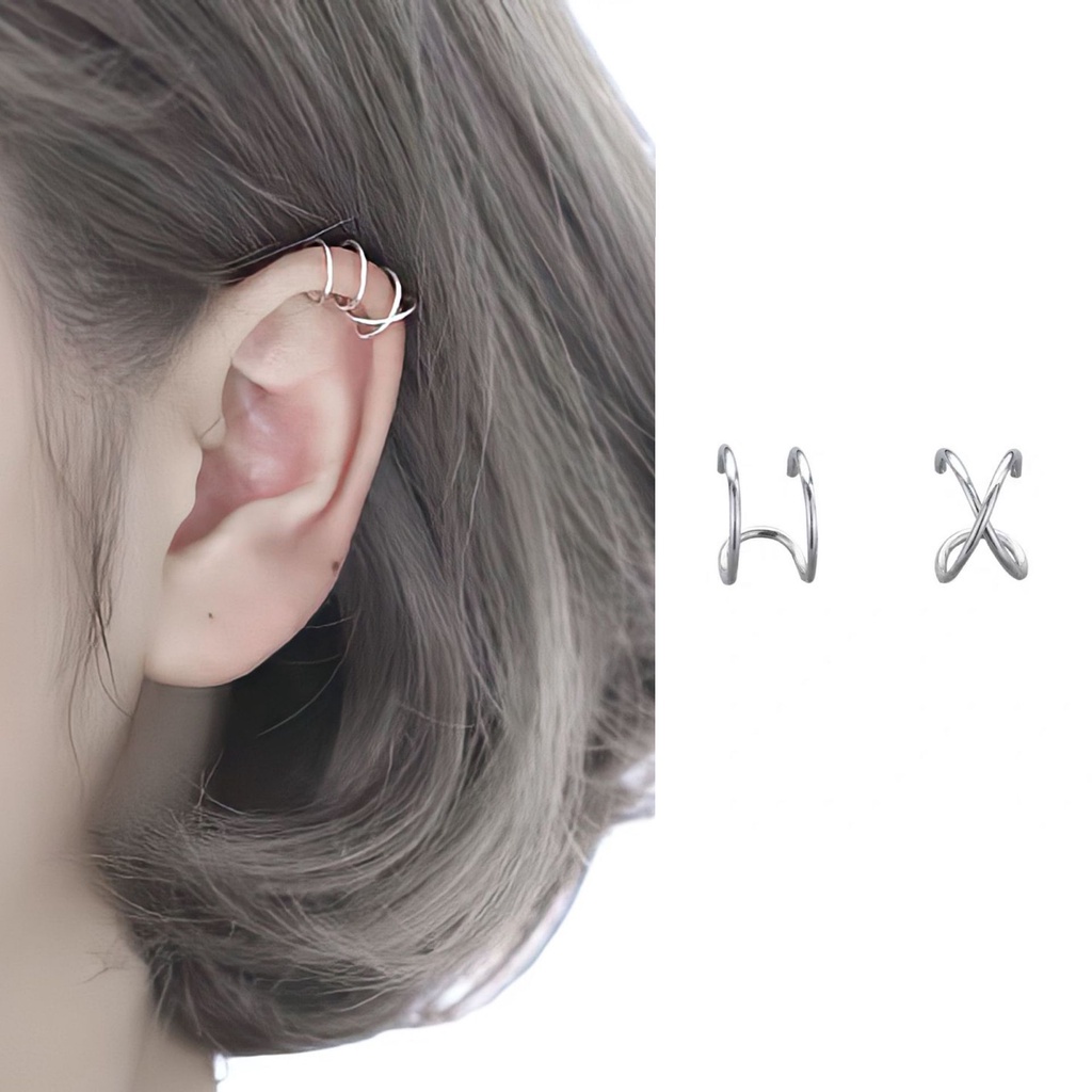 1 Khuyên Kẹp Vành Tai / Mũi / Tai / Cơ Thể Chất Liệu Thép Không Gỉ Hình 2 Vòng Tròn