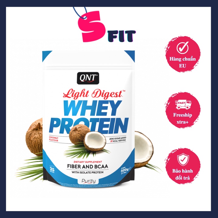 Whey protein isolate thực vật bột sữa protein tăng cơ giảm mỡ QNT light