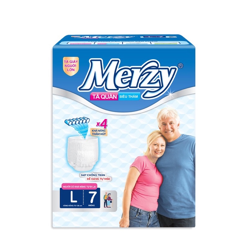 Tã quần người già Merzy Size M8/L7/XL6
