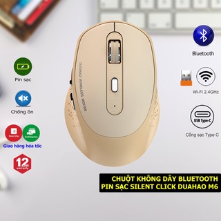 Chuột không dây bluetooth pin sạc duahao m6 chống ồn - hàng chính hãng bh 12 tháng
