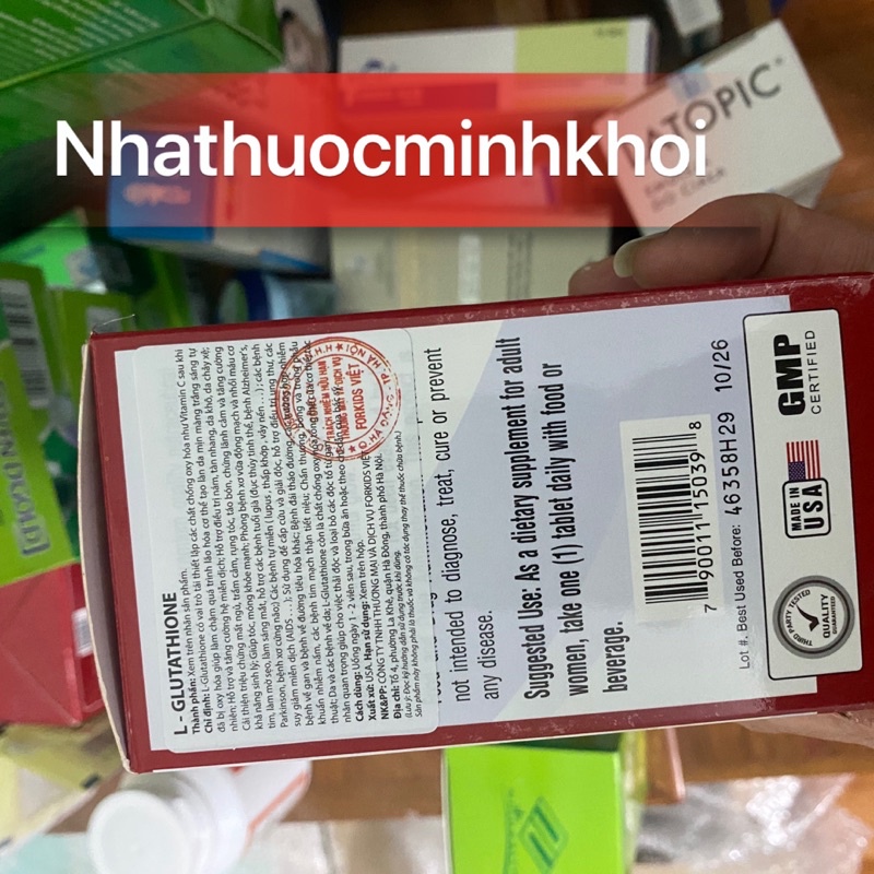 Viên Uống Glutathione 1800MG Thải Độc Tố, Mịn Da Trắng Hồng, Ngăn Ngừa Lão Hóa Tăng Miễn Dịch Cơ Thể