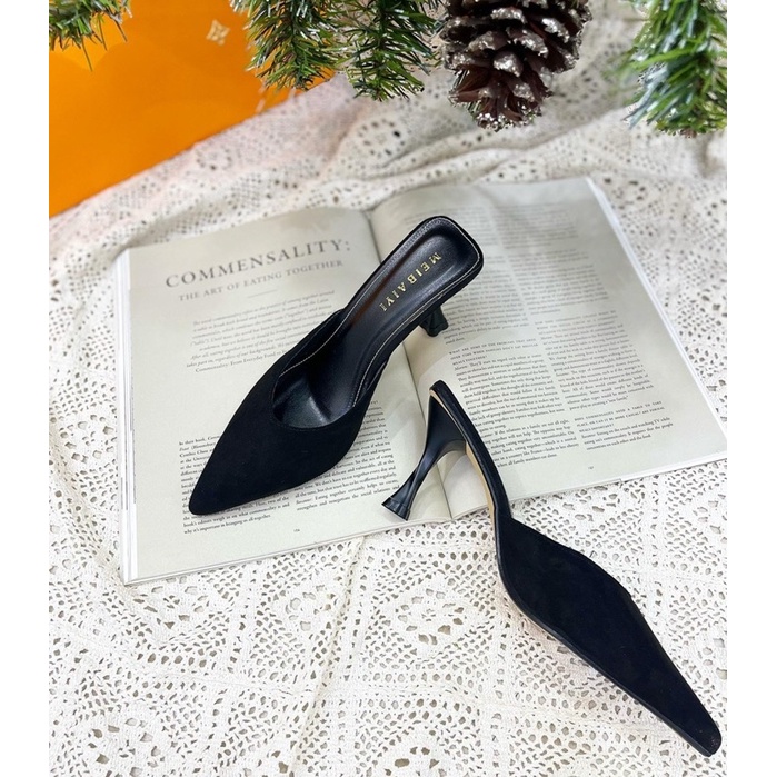 Dép sục da trơn cao gót siêu xinh gót nhọn 7 phân