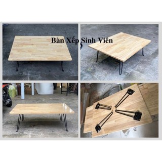 Bàn Gỗ Cao Su Tự Nhiên Chân Xếp Gọn R60xD80xC28cm