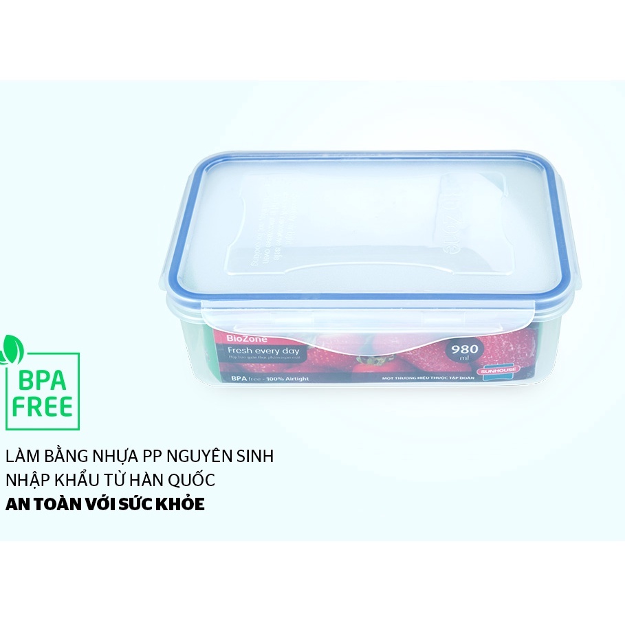 HỘP BẢO QUẢN THỰC PHẨM NGĂN MÁT BIOZONE BASIC KB-CO980P - 980ml