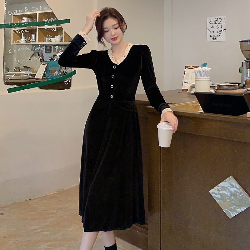 Đầm Nhung Thời Trang Hàn Quốc Xinh Xắn Dành Cho Nữ