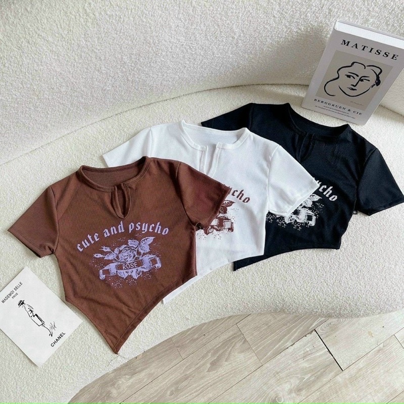 [HN27+ Ảnh Thật] ÁO CROPTOP VẠT CHÉO CUTE AND PSYCHO CÁ TÍNH CHIZISHOP