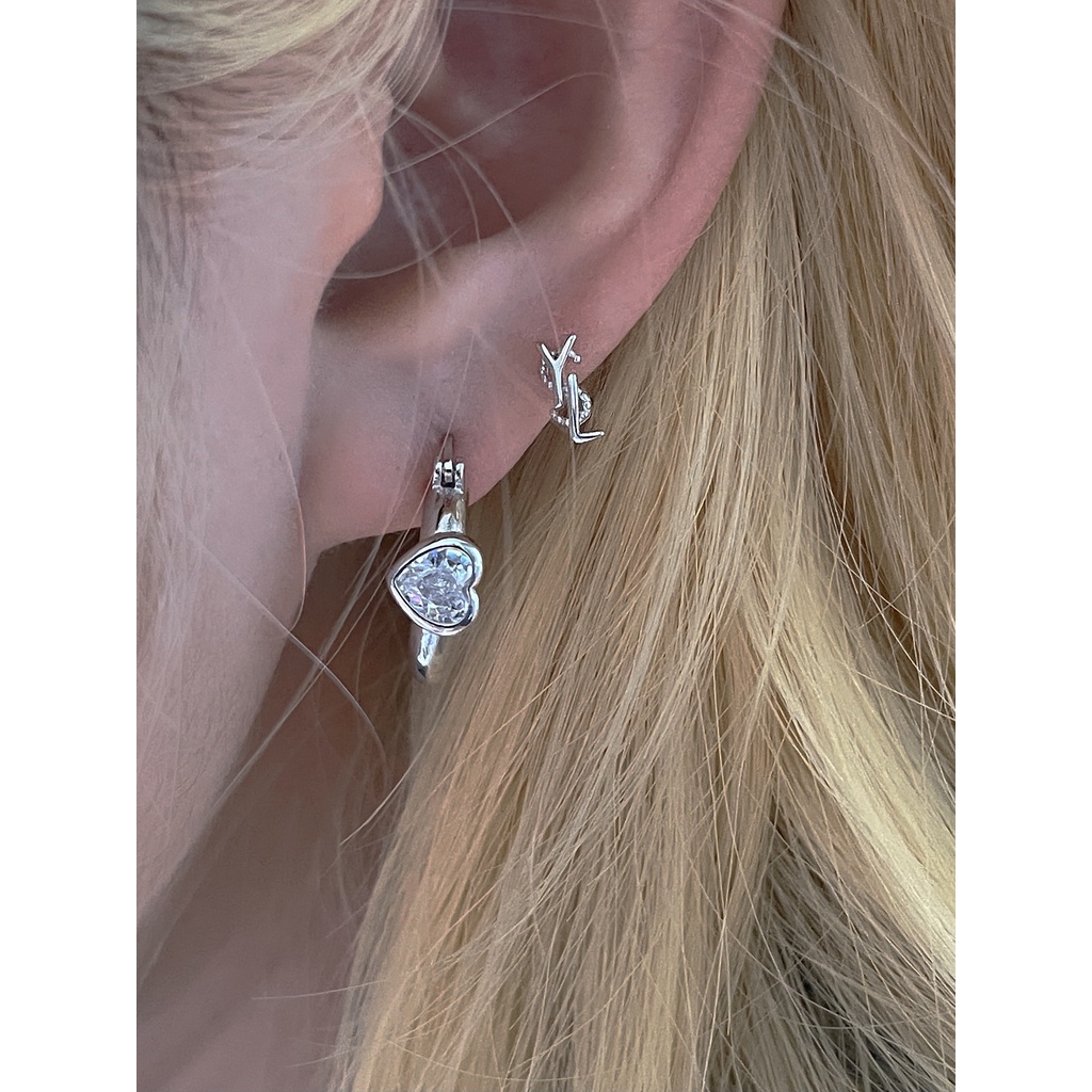 Bông Tai Đính Đá Zircon Hình Trái Tim Sang Trọng