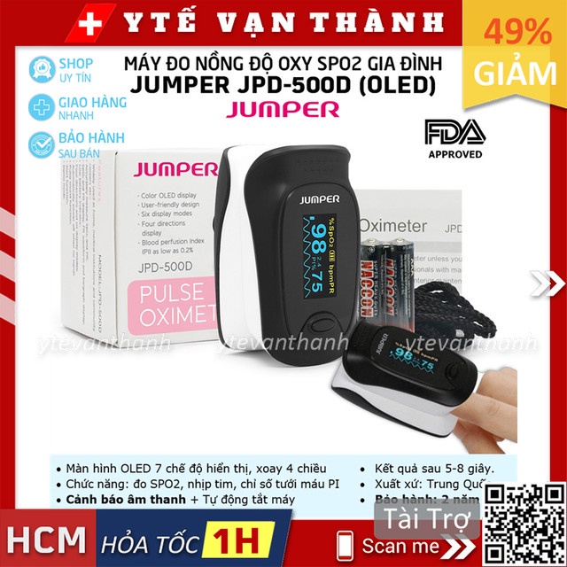 ✅ Máy Đo Nồng Độ Oxy SPO2 Và Nhịp Tim JUMPER JPD-500D (JPD 500D) | Công Nghệ Đức, Bảo hành 24 tháng đổi mới -VT0856