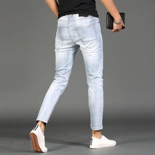 Quần jean Nam - Quần Jean Chỉ Nổi Nam Đen Mờ Ánh Xanh Nhẹ Trơn Không Rách Ống Côn Nhẹ .