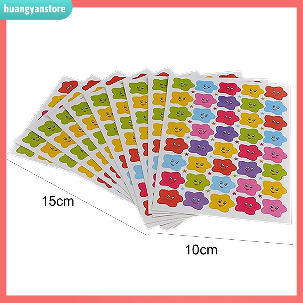 HY/ Set 10 tờ sticker hình ngôi sao có mặt cười xinh xắn dùng để trang trí thủ công