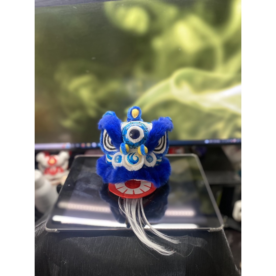 Đầu lân mini, màu xanh, vẽ tay, size 12cm