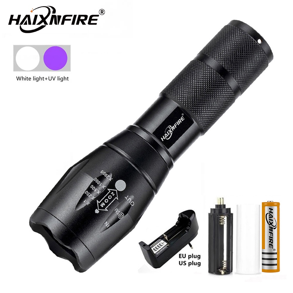 Đèn Pin Tia UV Haixnfire G700 T6 + 395nm Có Chức Năng Phóng To Chất Lượng Cao