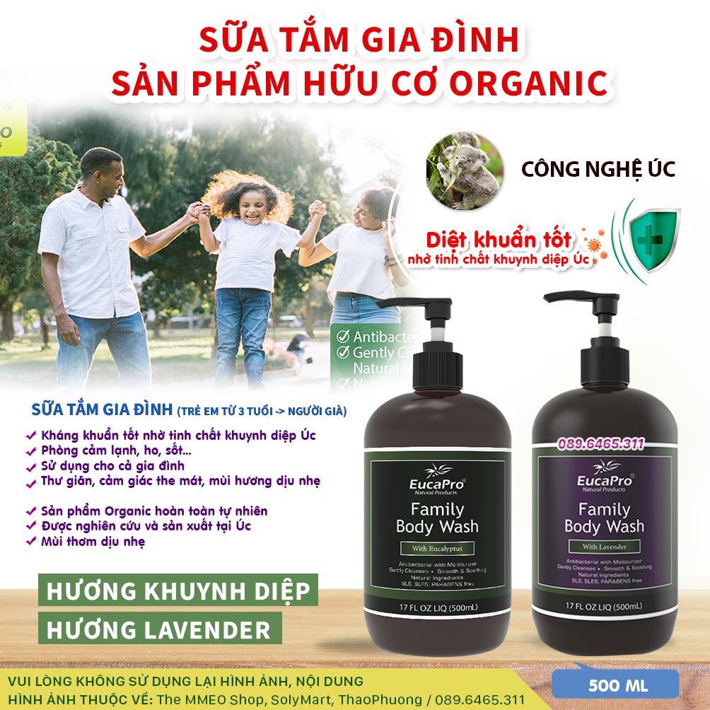 Dầu Gội, Sữa Tắm Organic EucaPro, Thảo dược an toàn cho trẻ sơ sinh và trẻ nhỏ. dầu gội cho tóc gàu, nấm da đầu Eukybear