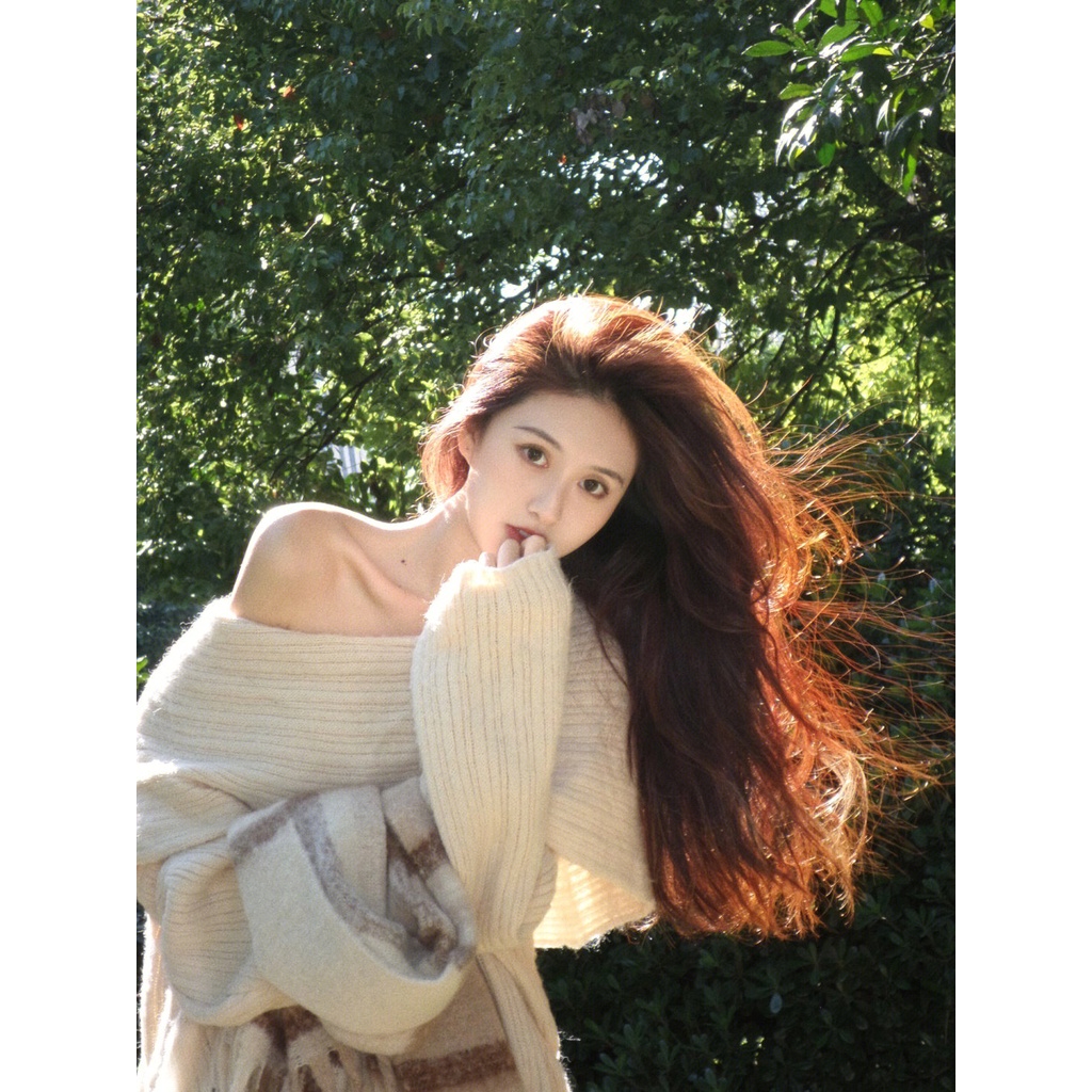 Áo len trễ vai, dáng xuông, mềm mại, không bai xù, thời trang mùa đông dành cho phái nữ