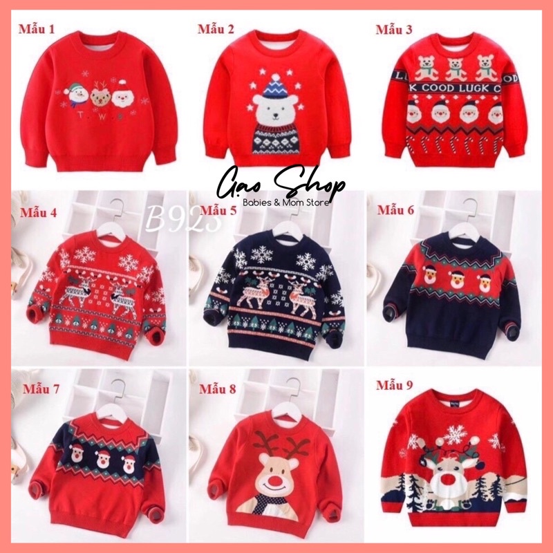 Áo len Noel cho bé 2-7 tuổi, Áo len 2 lớp màu đỏ bé trai và bé gái