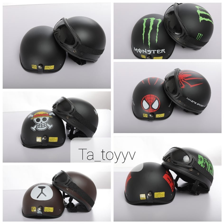 Mũ Bảo Hiểm Nửa Đầu 1/2 Nhiều Tem Giá Sỉ Siêu HOT - Hàng Cao Cấp