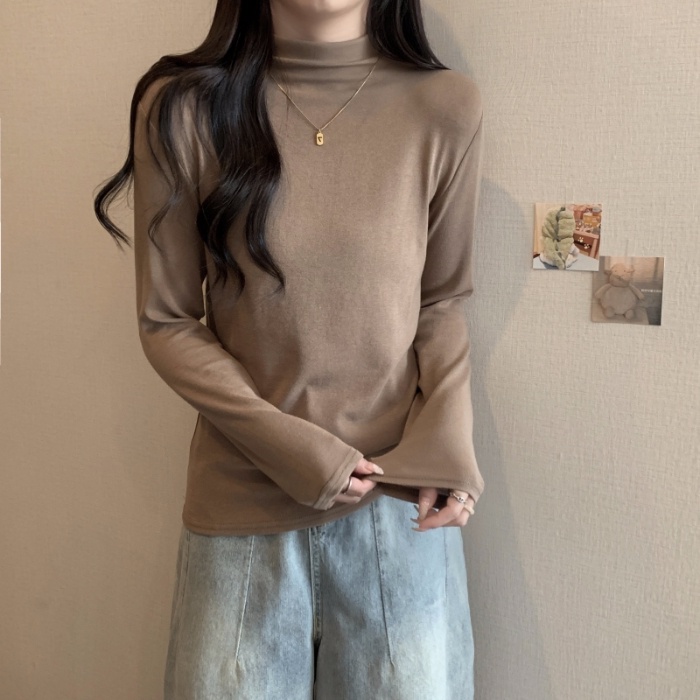 Áo Thun Tay Dài Cổ Cao Nhiều Màu Sắc Thời Trang Thu Đông Cho Nữ