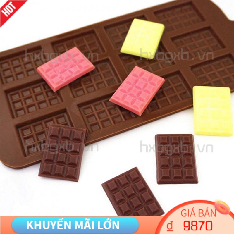 Khuôn Silicone Làm Đá / Sô Cô La 12 Ngăn Hình Chữ Nhật Mini