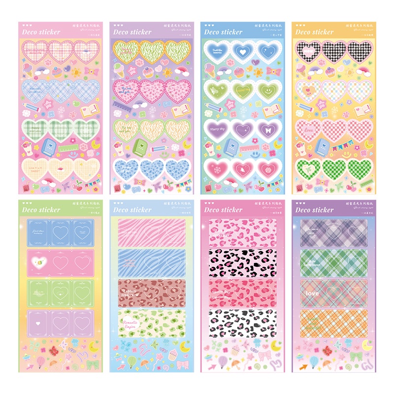 Miếng Dán Màu Laser Hình Trái Tim Phong Cách Hàn Quốc Độc Đáo Trang Trí Sổ Tay DIY