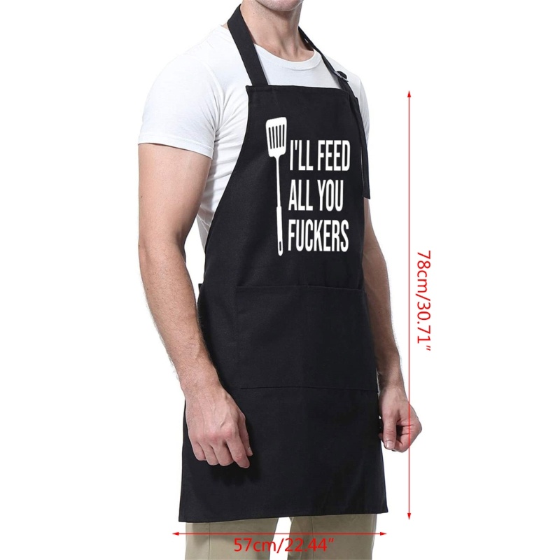 Tạp Dề Có Túi Chống Nước In Chữ I 'Ll FEED ALL YOU Vui Nhộn